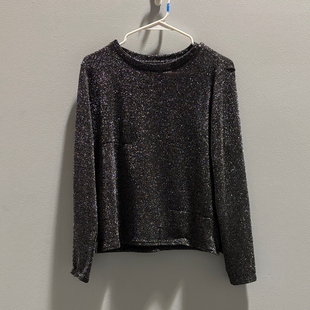 Divided Black Glitter Sweater